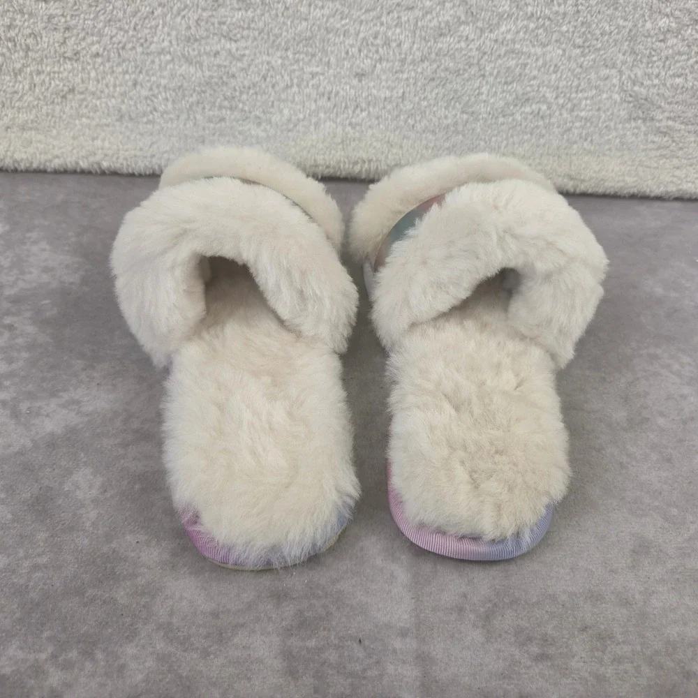 EMU Australia Wrenlette Tie-Dye Teens Kids Natural Sheepskin Slides Slippers 6